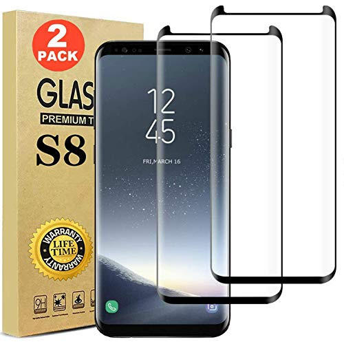 ?2 Pack?Galaxy S8 Screen Protector  Full Coverage Bubble-Free 9H Scratch-Resistant HD Clear 3D Curved Dot Matrix Tempered Glass Screen Protector for Samsung S8