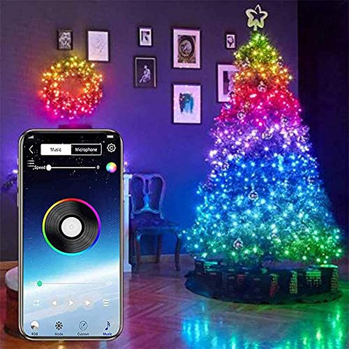 QLWLQL Smart LED String Lights USB Christmas Tree Decoration Lights App Controlled LED String Lights with Memory Function for Christmas Tree Garden Decoration 2M 20 Lights