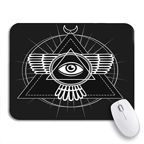 Adowyee Gaming Mouse Pad Esoteric Symbol Winged Pyramid Knowledge Eye Sacred Geometry The 9.5 inchx7.9 inch Nonslip Rubber Backing Computer Mousepad for Notebooks Mouse Mats