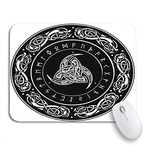 Adowyee Gaming Mouse Pad Gothic Triple Horn of Odin Decorated Scandinavic Ornaments 9.5 inchx7.9 inch Nonslip Rubber Backing Computer Mousepad for Notebooks Mouse Mats