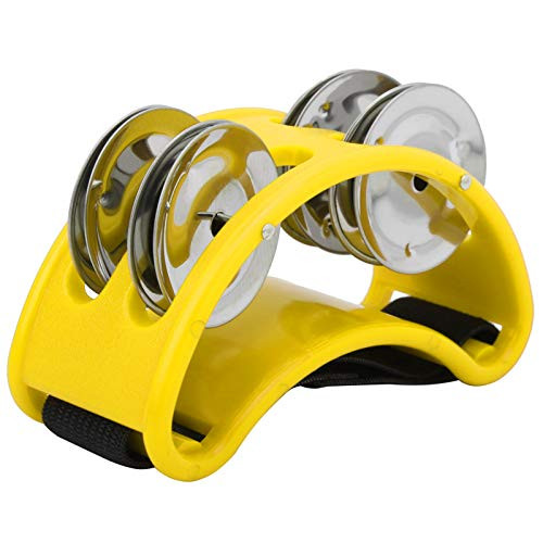 Drum Foot Jingle Bell Portable Elliptical Tambourine Percussion Drum Cajon Box Drum Accessories Gift for Kids -yellow-