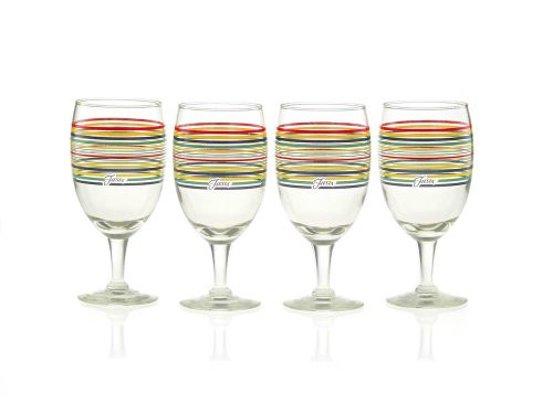 Fiesta Cobalt Stripe 15-Ounce All Purpose Goblet Glass (Set of 4)