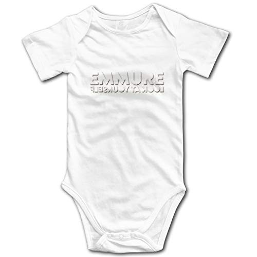 Ebony and Hill Cotton 3D Printing Novely Breathable DIY Micro-Elastic Emmure Look at Yourself Infant Short Sleeve Baby Bodysuits Jumpsuit Rompers for Baby Boys White 6 Months
