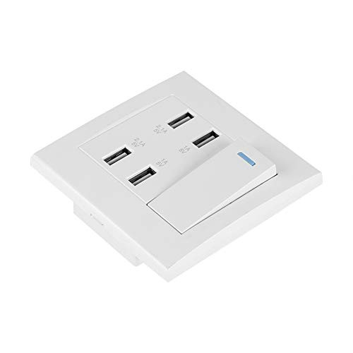 Nicoone 4 Ports Switch Control 5V 2.1A 1A 4100mA USB Wall Mounted Power Socket Charger Outlet-220~250V-