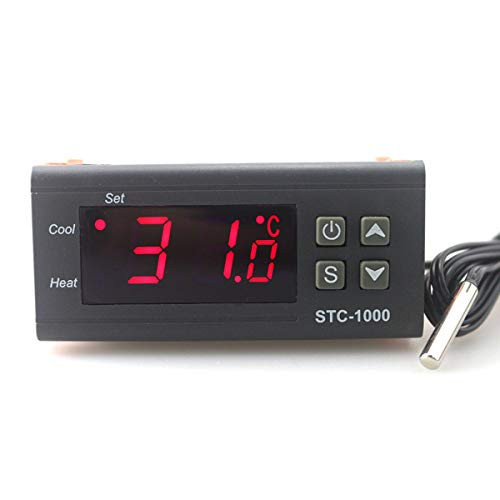ROSEBEAR 1PC Digital Temperature Controller  Two Relay Output LED Digital Temperature Controller Thermostat Incubator STC-1000 110V 220V 12V 24V 10A with Heater and Cooler