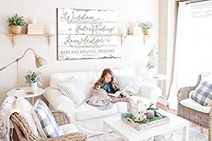 NOT BRANDED ?40x40cm by Wisdom a House is Built Proverbs 24 3 4 Sign Scripture Sign Bible Verse Wall Art Custom Sign Farmhouse Decor Hand Lettered Canvas Print 816630