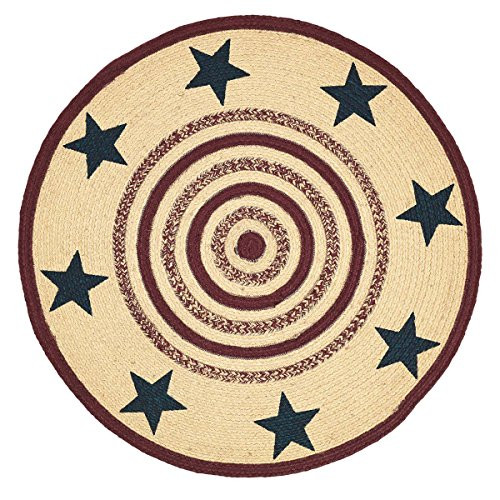 VHC Brands 27550 Americana Primitive Flooring-Potomac Tan Stenciled Stars Round Jute Rug, 36 x 36, Starss VHC Brands 27550 Americana Primitive Flooring-Potomac Tan Stenciled Stars Round Jute Rug, 36 x 36, Starss