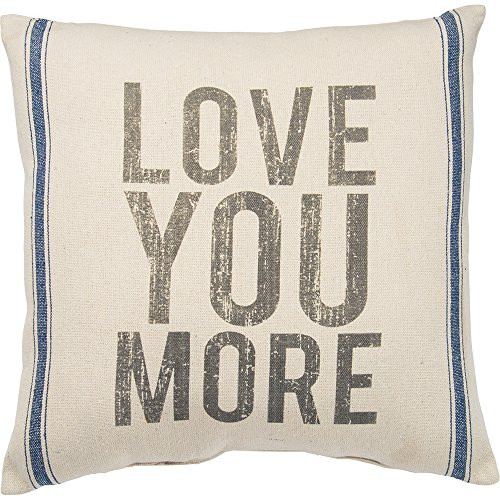 Primitives by Kathy Vintage Flour Sack Style Love You More Throw Pillow 20-Inch Square Primitives by Kathy Vintage Flour Sack Style Love You More Throw Pillow 20-Inch Square