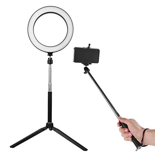 DAUERHAFT 8 Inch LED Ring Video Lamp Ring Light Kit LED Ring Light Dimmable Camera Lamp Fill Light for Photography 3 Light Modes