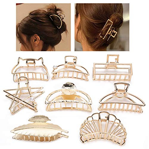 Hair Clips 8pcs Large Metal Hair Claw Clips Large Non?Slip Hair Jaw Clamp Barrette Catch for Women Half Bun Hairpins for Thick Hair
