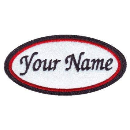 Oval Custom Embroidered Name Tag Sew Iron on Patch -AI-