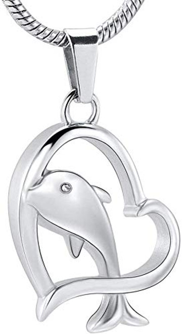 AEGW Cremation Memorial Memorial Cremation Cremation Urn Pendant Necklace Dolphin Heart-Shaped Design Pet Urn Pendant Stainless Steel Ceremonial Jewelry Funeral Ash Souvenir AEGW Cremation Memorial Memorial Cremation Cremation Urn Pendant Necklace Dolphin Heart-Shaped Design Pet Urn Pendant Stainless Steel Ceremonial Jewelry Funeral Ash Souvenir