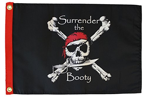 Surrender The Booty -Black- - 12 in x 18 in Pirate Flag