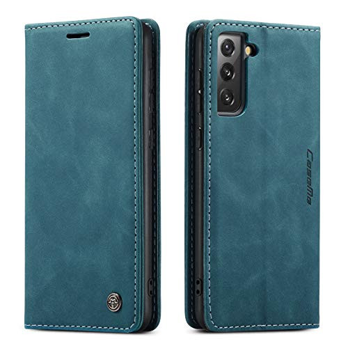 Kowauri Flip Case for Galaxy S21 Leather Wallet Case Classic Design with Card Slot and Magnetic Closure Flip Fold Case for Samsung Galaxy S21 5G -Teal-