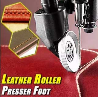 Leather Roller Presser Foot  Industrial Sewing Machine Parts  Easy to Use  Environmentally Friendly Leather Presser Foot Sewing Machine Roller Perfectly Fits All Low Shank Sewing Machines -2pcs-