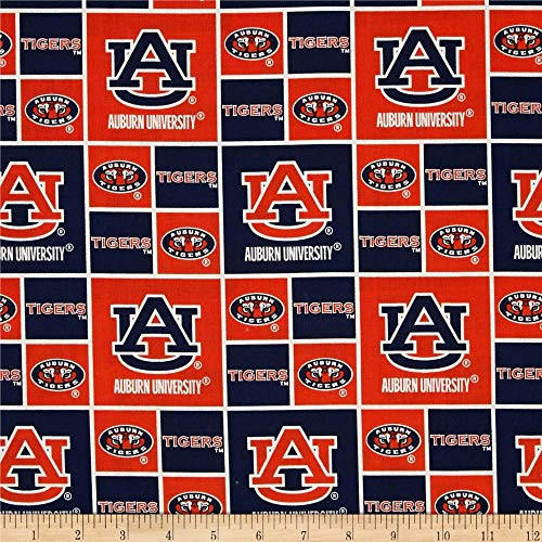 Sykel Enterprises Collegiate Cotton Broadcloth Auburn Tigers Fabric  Gold Red Black  Fabric By The Yard
