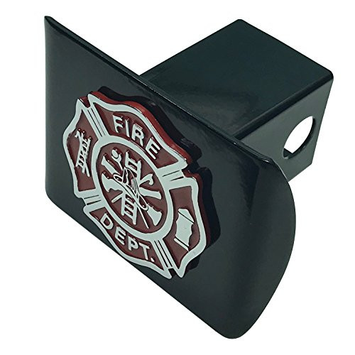 Support Firefighters METAL emblem (chrome & red) on black METAL Hitch Cover Fire Support Firefighters METAL emblem (chrome & red) on black METAL Hitch Cover Fire
