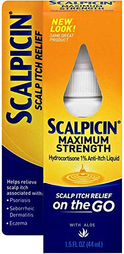 Scalpicin Maximum Strength Scalp Itch Liquid Treatment- For Relief From Itchy Scalp  Psoriasis  Eczema  and  Seborrheic Dermatitis With Hydrocortisone  and  Aloe Vera  1.5 oz -Pack of 2-