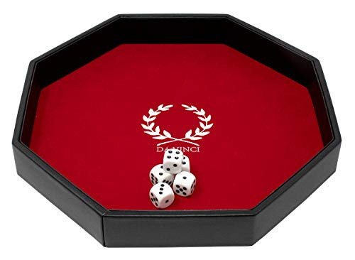 DA VINCI Dice Tray with 5 Dice for Casino or RPG Games  DND and Gaming -Leatherette-