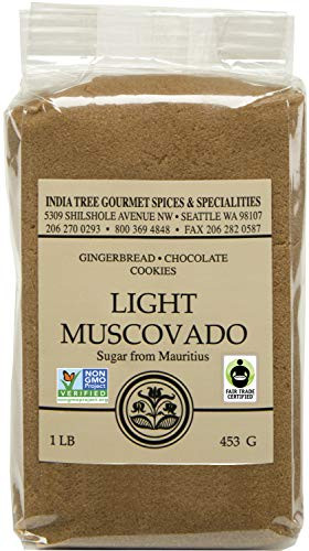 India Tree Light Muscovado Sugar  1 LB -Pack of 4-