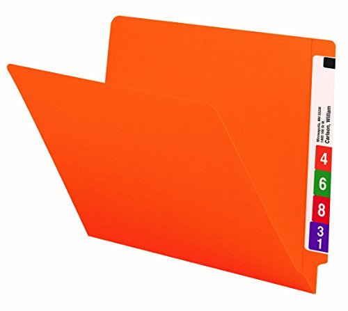 Smead End Tab File Folder, Shelf-Master Reinforced Straight-Cut Tab, Letter Size, Orange, 100 per Box (25510)