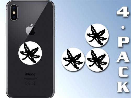 American Vinyl 4-Pack  Round Black Buckeye Helmet Sticker -Ohio Football State Cell Logo-
