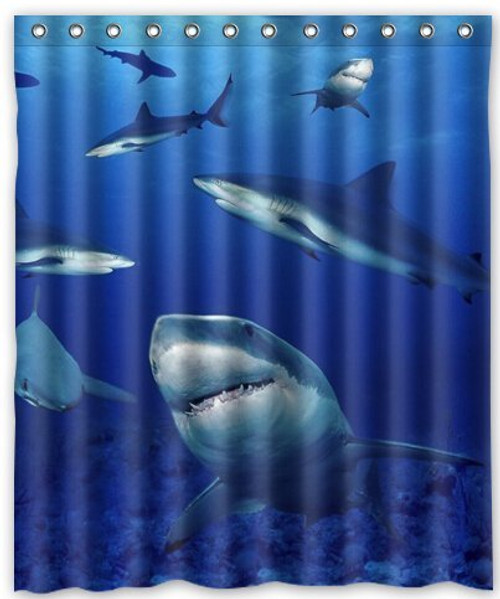 ZHANZZK Shark Waterproof Bathroom Shower Curtain 60x72 Inches