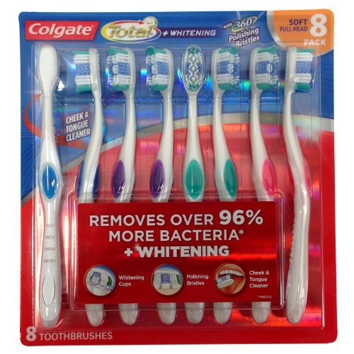 Colgate Total Plus Whitening with 360 Polishing Cups Soft Toothbrush  8 Count