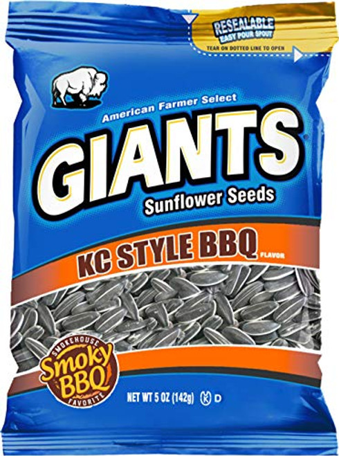 GIANTS Sunflower Seeds BBQ Flavor  5-Ounce Bags -Pack of 12-
