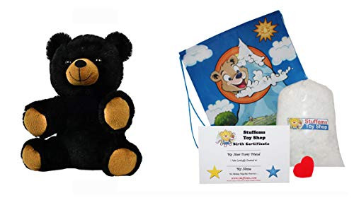 Make Your Own Stuffed Animal Mini 8 Inch Very Soft Cuddly Black Bear Kit - No Sewing Required!