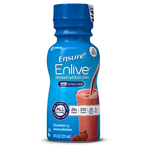 Ensure Enlive Advanced Nutrition Shake with 20 grams of protein  Meal Replacement Shakes  Strawberry  8 fl oz  16 count