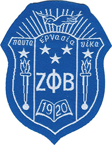 Zeta Phi Beta Crest Thin Woven Label Iron-On Patch -Pack of 2 - Blue - 2.125 inchT x 1.75 inchW-