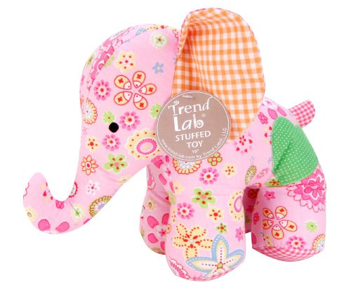 Trend Lab Patchwork Elephant Stuffed Toy  Sherbet -Discontinued by Manufacturer-