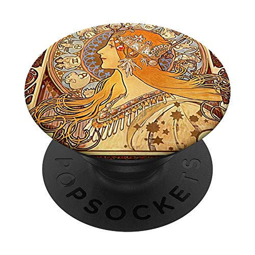 Alphonse Mucha - Zodiac - Art Nouveau PopSockets PopGrip  Swappable Grip for Phones  and  Tablets
