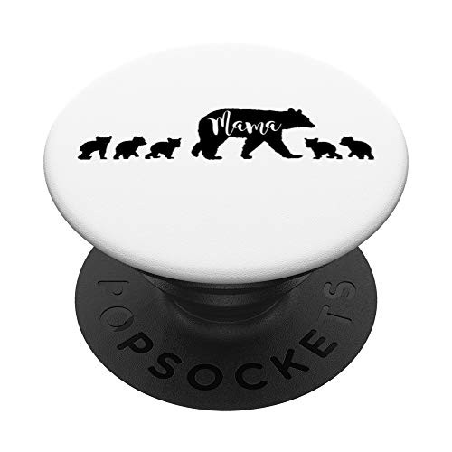 Mama Bear with 5 Five Cubs Mom Mother Fun Gift PopSockets PopGrip  Swappable Grip for Phones  and  Tablets