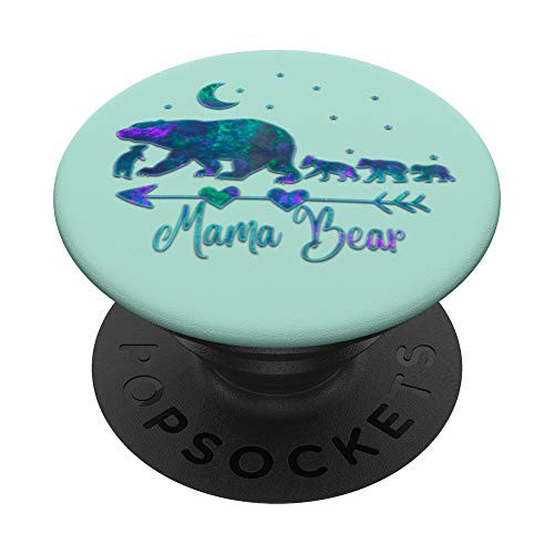 Teal Blue Purple Mama bear Four cubs On Mint Green PopSockets PopGrip Swappable Grip for Phones and Tablets Teal Blue Purple Mama bear Four cubs On Mint Green PopSockets PopGrip Swappable Grip for Phones and Tablets