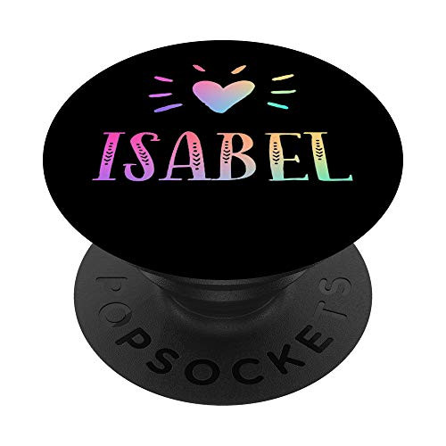 Isabel Gift Heart Rainbow Watercolor Love Heart Name Isabel PopSockets PopGrip  Swappable Grip for Phones  and  Tablets