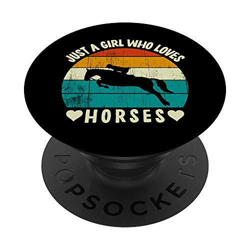 Retro Just A Girl Who Loves Horses Horseback Riding Lover PopSockets PopGrip  Swappable Grip for Phones  and  Tablets