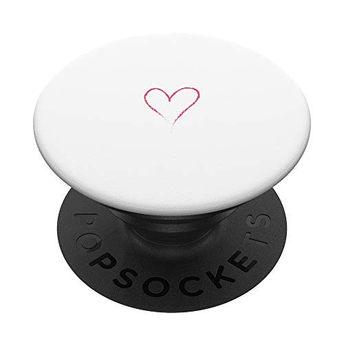 Cute Minimalist Heart  Red Doodle Vintage on White PopSockets PopGrip  Swappable Grip for Phones  and  Tablets