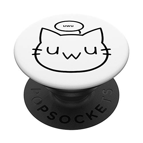 UwU Cat  Kawaii Neko  White PopSockets PopGrip  Swappable Grip for Phones  and  Tablets
