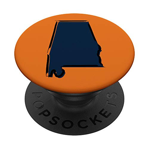 Alabama Auburn Hand-Drawn State Blue and Orange PopSockets Grip and Stand for Phones and Tablets