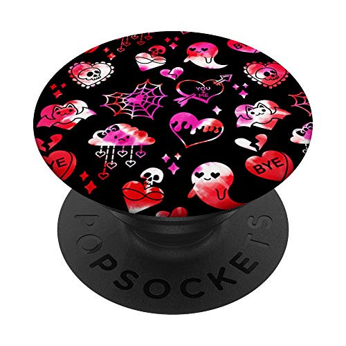 Anti Valentine s Day Doodle Heart Graffiti Tie Dye Goth PopSockets PopGrip  Swappable Grip for Phones  and  Tablets