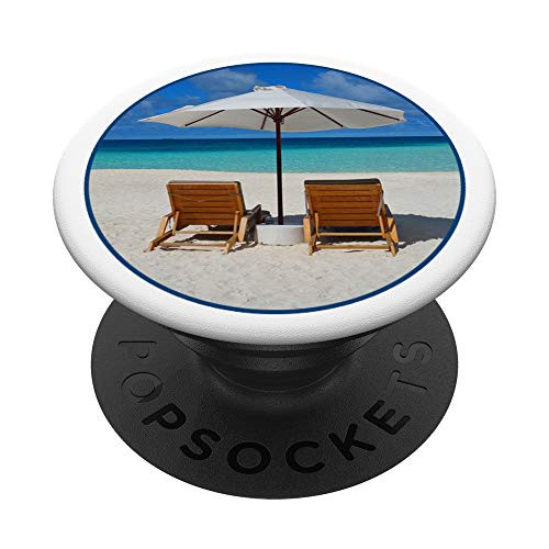 Beach Chair And Umbrella Vacation PopSockets PopGrip  Swappable Grip for Phones  and  Tablets