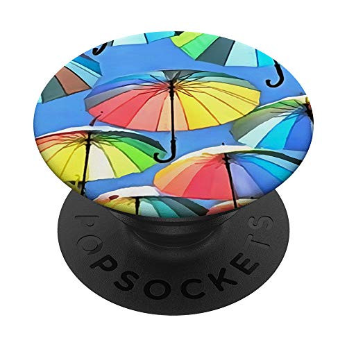 Whimsical Floating Multicolored Umbrellas PopSockets PopGrip  Swappable Grip for Phones  and  Tablets