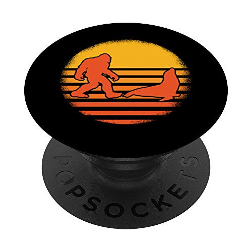 Retro Sunset Bigfoot Seal Gift Sasquatch Seal PopSockets PopGrip  Swappable Grip for Phones  and  Tablets