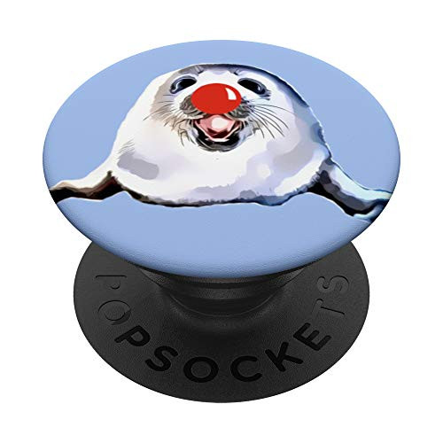 Cute and funny white red nose seal with a happy big smile PopSockets PopGrip Swappable Grip for Phones and Tablets Cute and funny white red nose seal with a happy big smile PopSockets PopGrip Swappable Grip for Phones and Tablets