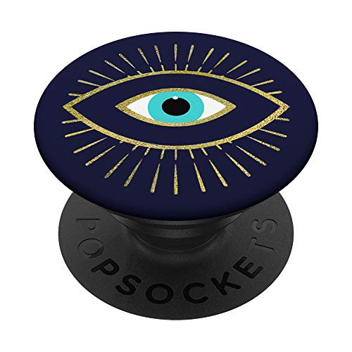 Yellow Evil Eye Navy Blue PopSockets PopGrip  Swappable Grip for Phones  and  Tablets