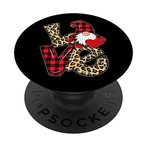 Valentine s Day Gnome Leopard Love Funny Gifts PopSockets PopGrip  Swappable Grip for Phones  and  Tablets