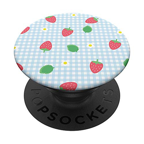 Strawberries Blue Gingham Cottagecore Pastel Aesthetic PopSockets PopGrip Swappable Grip for Phones and Tablets Strawberries Blue Gingham Cottagecore Pastel Aesthetic PopSockets PopGrip Swappable Grip for Phones and Tablets