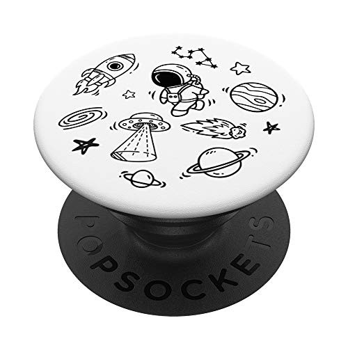 Whimsical Space Doodle Stars Planets Astronaut Space Ship PopSockets PopGrip  Swappable Grip for Phones  and  Tablets